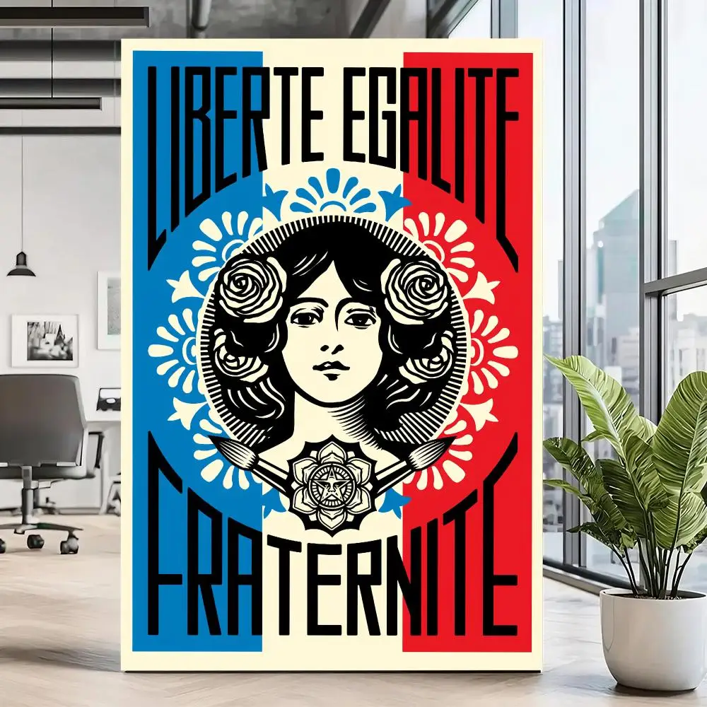 Liberte Egalite Fraternite by Shepard Fairey HD Wall Art Poster Decorative Painting Living Room Bedroom Home Decor Gift