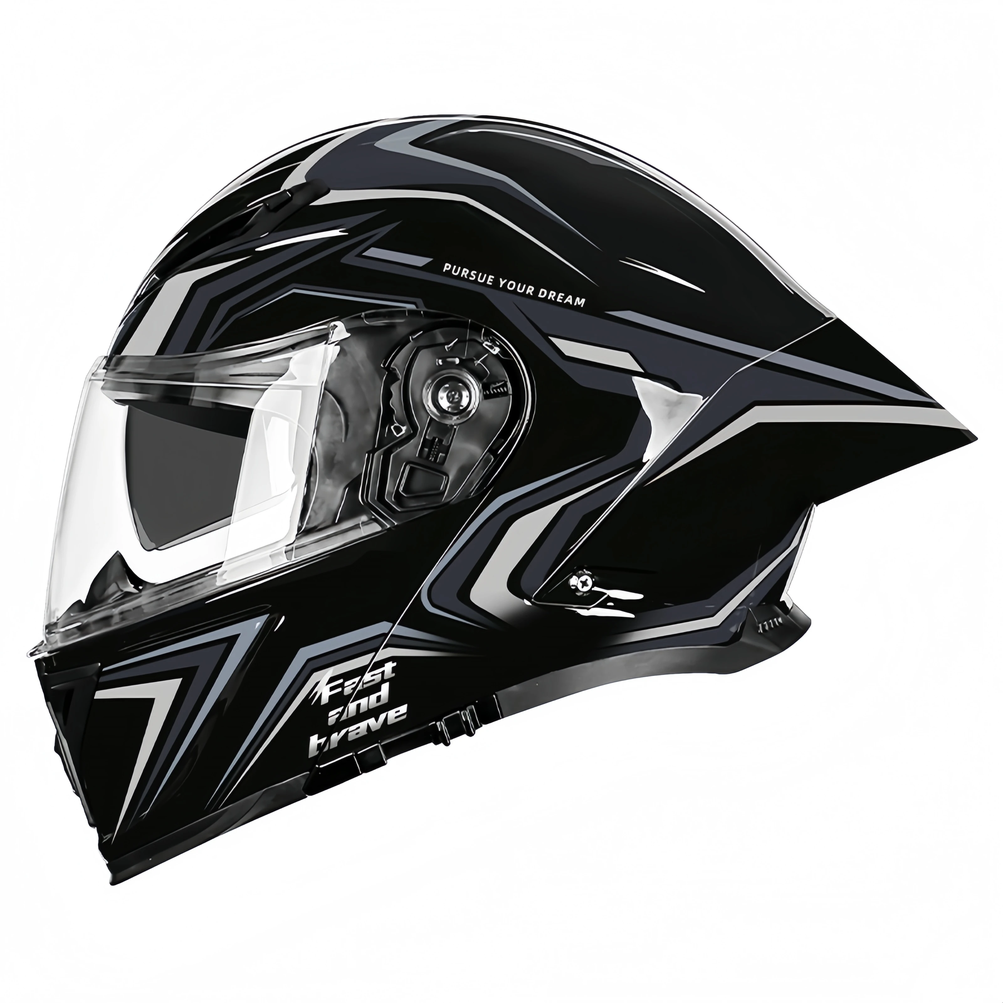 

STLF Wholesale Customizable ABS Flip Motorcycle Helmet with Large DOT Tail Wing Anti-Drop Buckle Metal Studs Cascos Para Moto