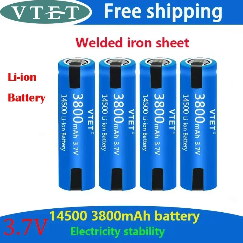 Batería recargable de iones de litio, Pila de 14500 V, AA, 3,7 mah, con soldadura, para cepillo de dientes eléctrico, maquinilla de afeitar, barbero, novedad, 3800