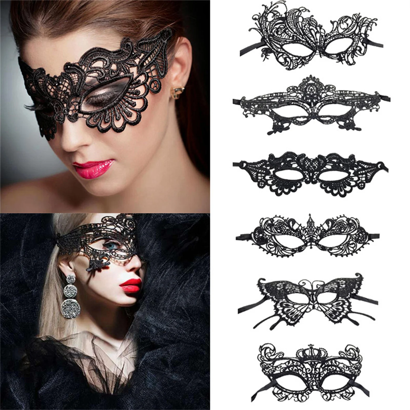 Black Queen Lace Mask Embroidery Appliques Party Carnival Mask Woman Accessories Wedding Mask Halloween Masquerade Mask