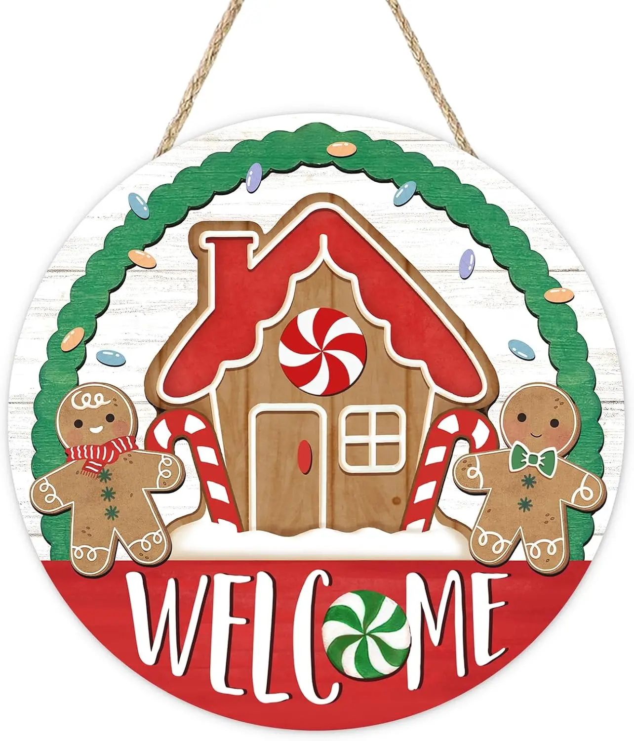 Welcome Christmas Gingerbread House Front Door Sign