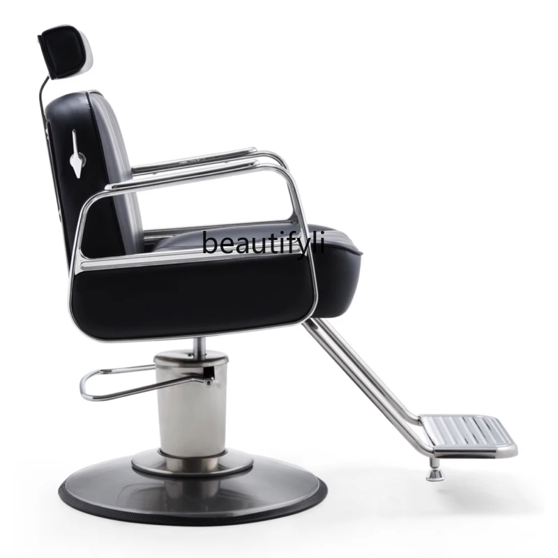 

High-end men's retro oil head hair salon chair barber shop special hair salon lift reclining shaving chair