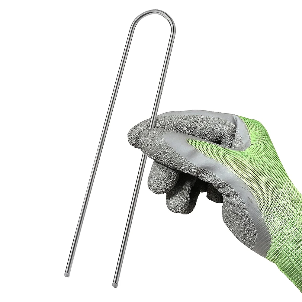 U-Typ-Gartenheftklammern, robuste Zaunschläuche, Sod-Pins, verzinkter Landschaftsspieß zum Halten von Rasen, Barriere-Bodennagel – Detail 8