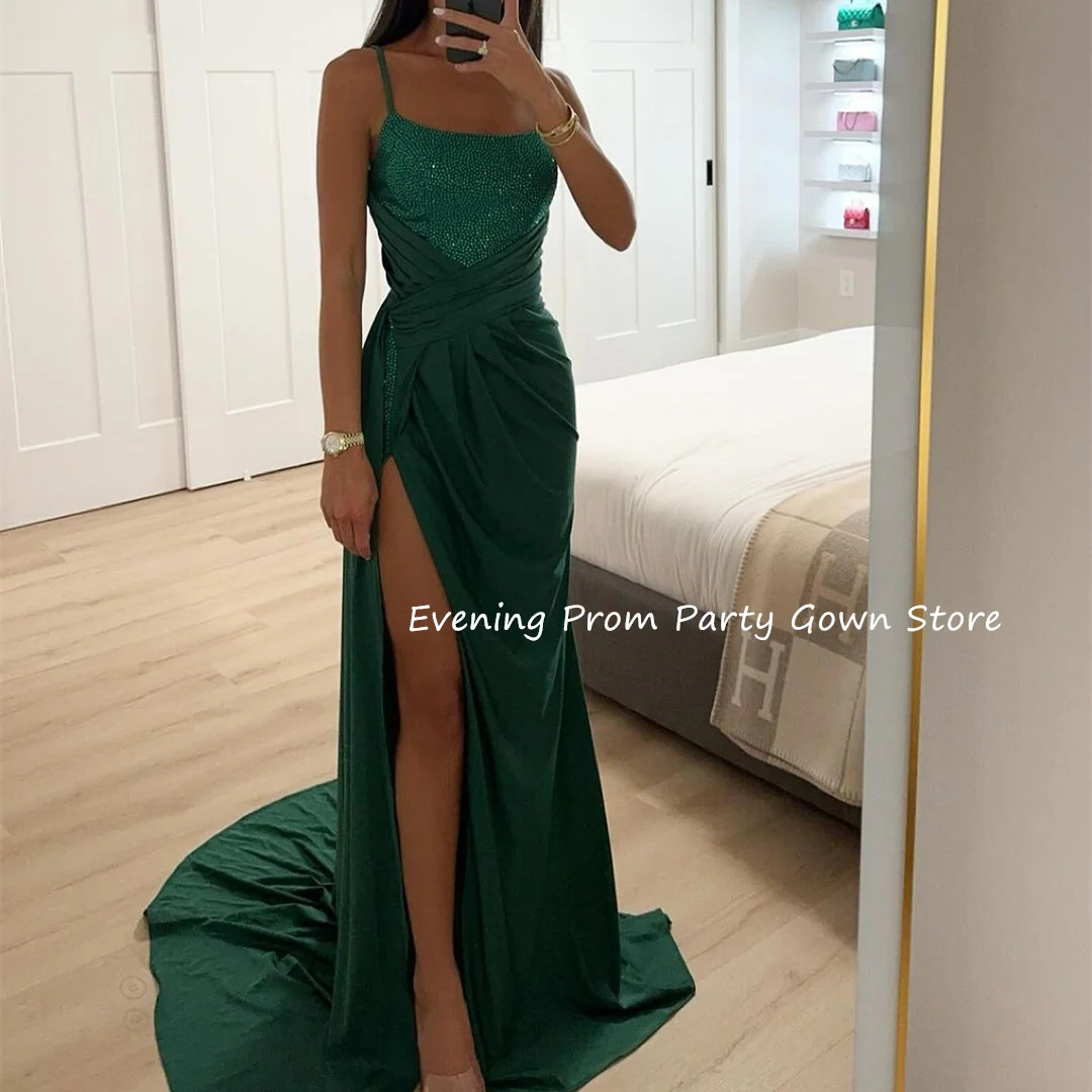 

Spaghetti Strap Mermaid Evening Dresses with Slit Prom Dress vestidos de fiestas elegantes mujer فساتين للمناسبات الرسمية