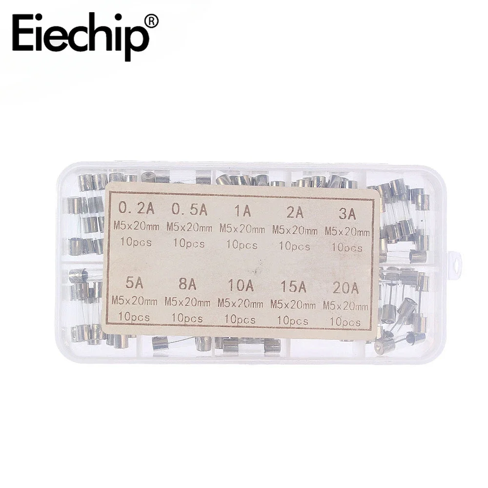 유리 퓨즈 빠른 블로우, 퓨즈 모음 키트, 250V, 빠른 블로우 퓨즈, 0.2A, 0.5A, 1A, 2A, 3A, 5A, 8A, 10A, 15A, 20A, 30A, 100 개