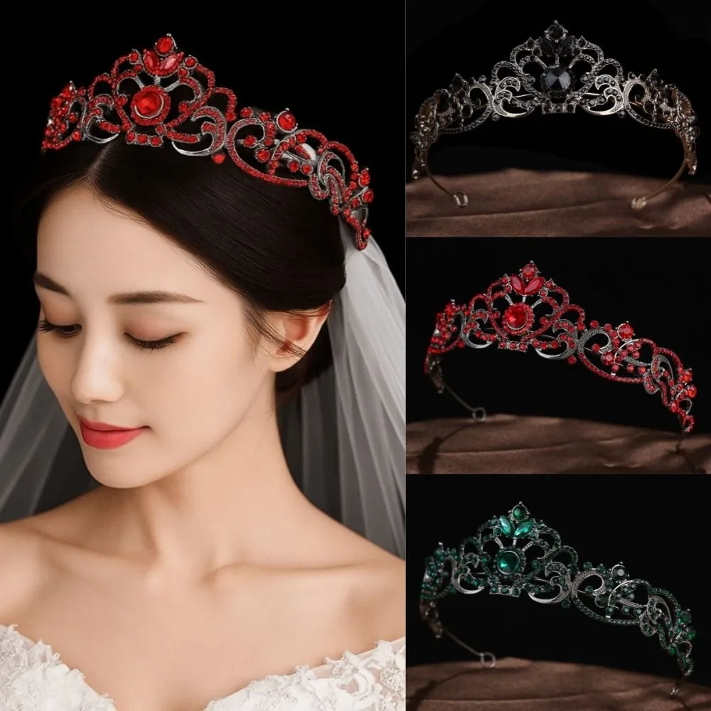 Rhinestone Halloween Black Crown Luxury Cake Decorations Baroque Pageant Crowns Sparkling Hair Jewelry Crystal Cake Topper