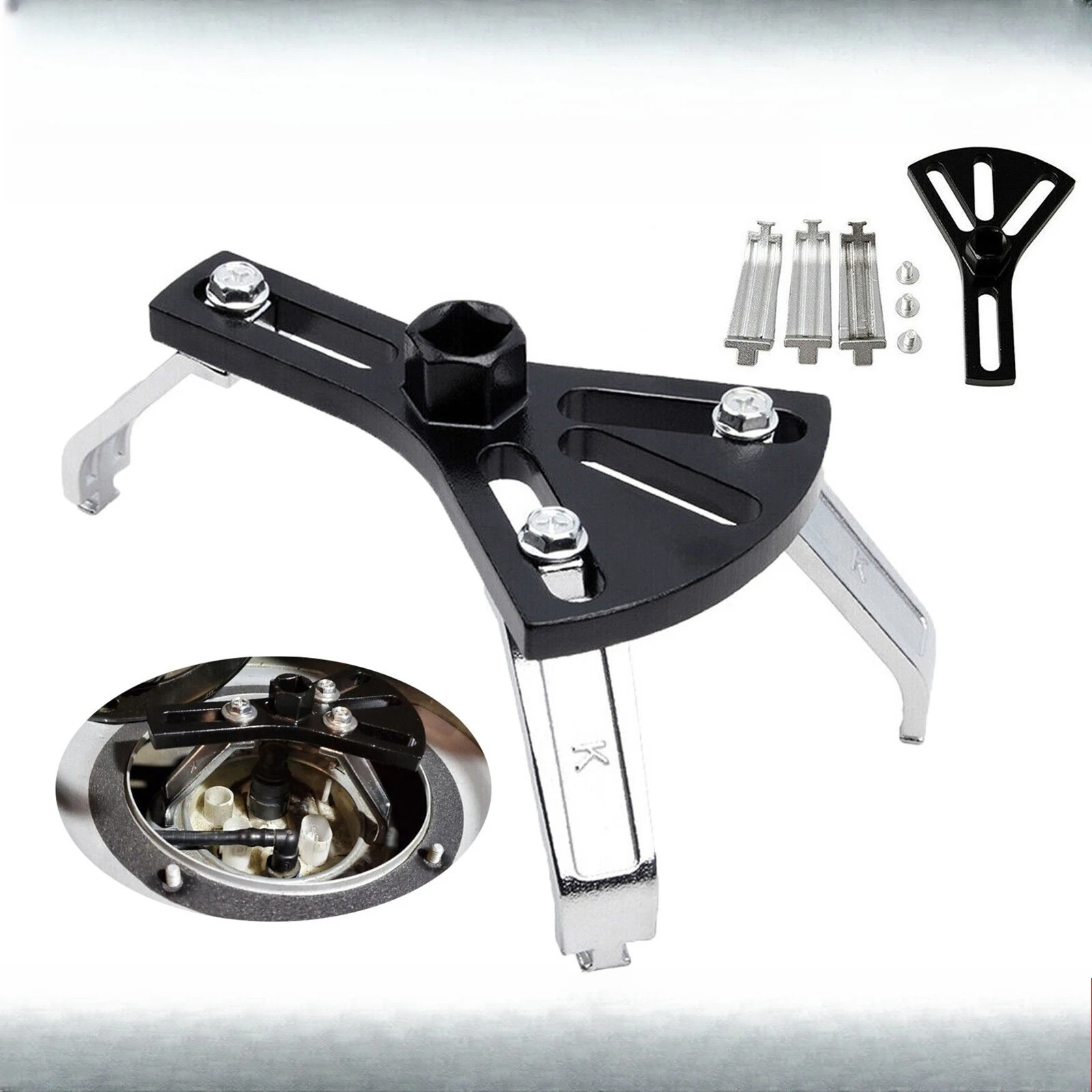 

Car Fuel Pump Lock Ring Tool Lid Tank Cover Remover Spanner 3-jaw Wrench Tool