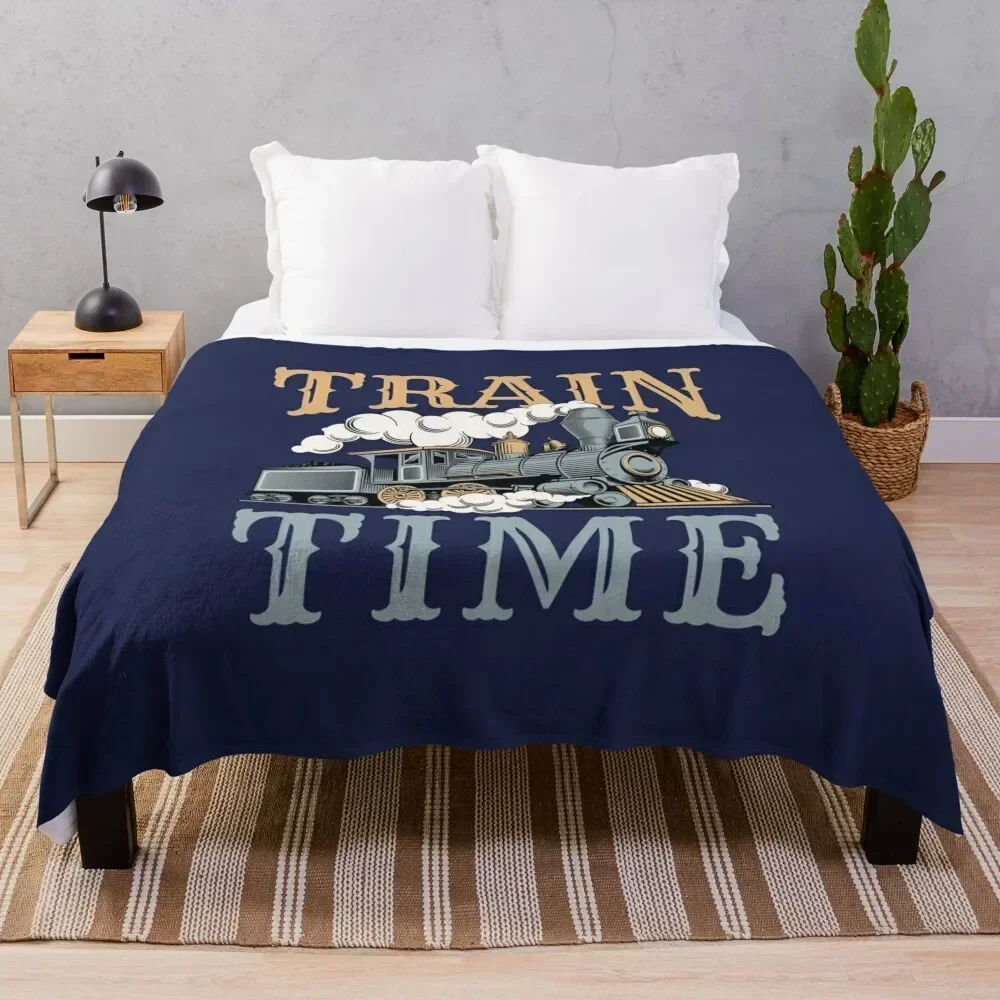 

Train Time Model Train Trains Enthusiast Throw Blanket Portable Lightweight Blanket for Travel Camping