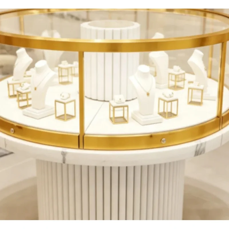 custom.Hot Custom Luxury LED Glass Jewelry Display Stand with Modern Design Retail and Jewelry Showroom