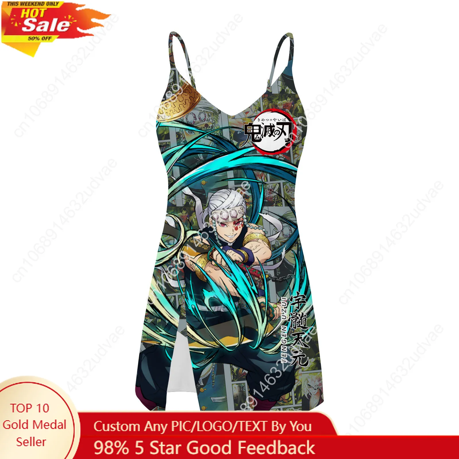 Tengen Uzui Kimetsu No Yaiba Sling Dress Swimsuit Womens Bathing Suits Personalized Swimwear Bikini Custom Made Beachwear