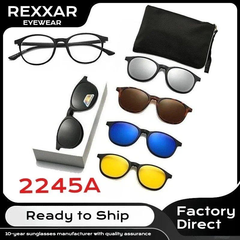 2245A 6 in 1 Men Women Polarized Optical Magnetic Sunglasses Clip Magnet Clip on Sunglasses Clip on Sun Glasses Frame and Bag