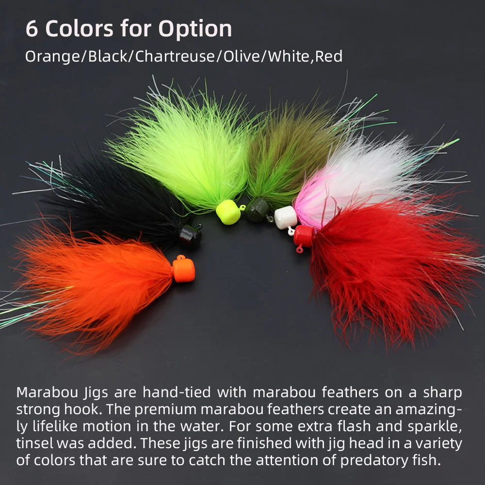 Wifreo 3 قطعة/6 قطعة الجليد الصيد Crappie تهزهز إغراء 5.8 جرام/0.2 أوقية مارابو الرقص يطير الصيد سمك السلمون المرقط باس بايك العين رمادية فاتحة السلمون الصيد السحر