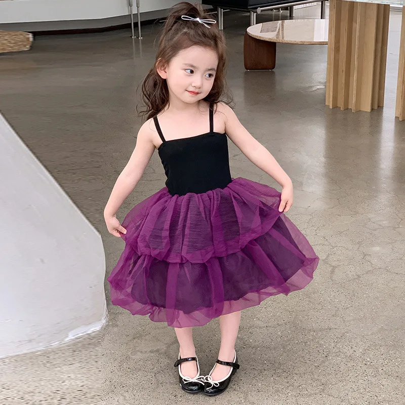 Girls Dress 2024 Summer New Korean Style Halter Girl Baby Western-style Summer Children Dress Little Girl Princess Dress