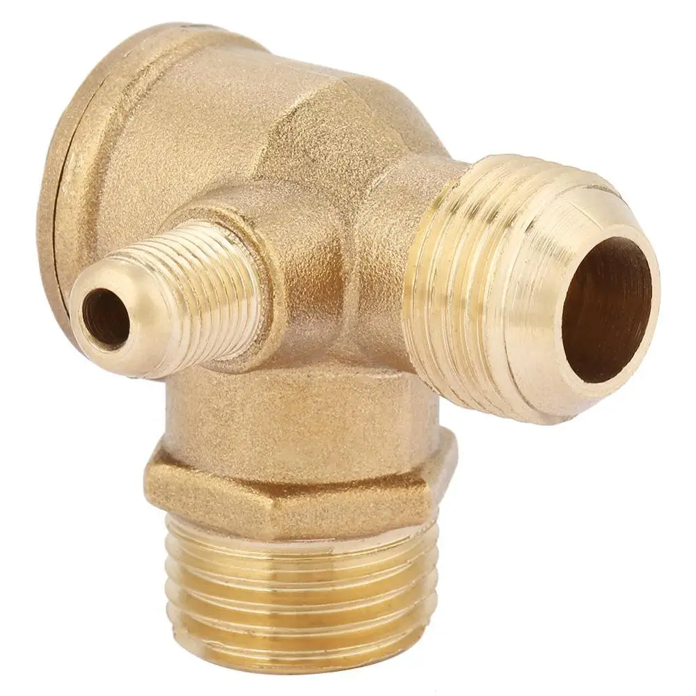 

1Pcs 3 Port Brass Male Threaded Check Valve Connector Tool for Air Compressor