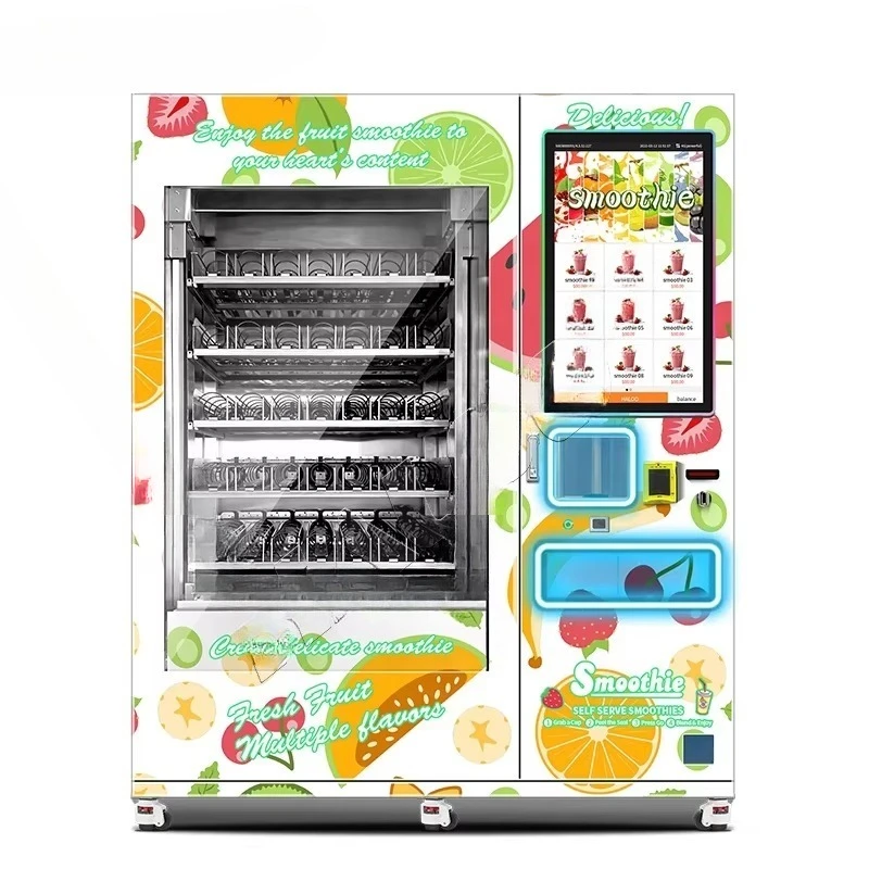 Vending Machine Supplier Frozen Real Fruit Smoothies and Soft Drinks Mixed Vending Machine with SDK Function