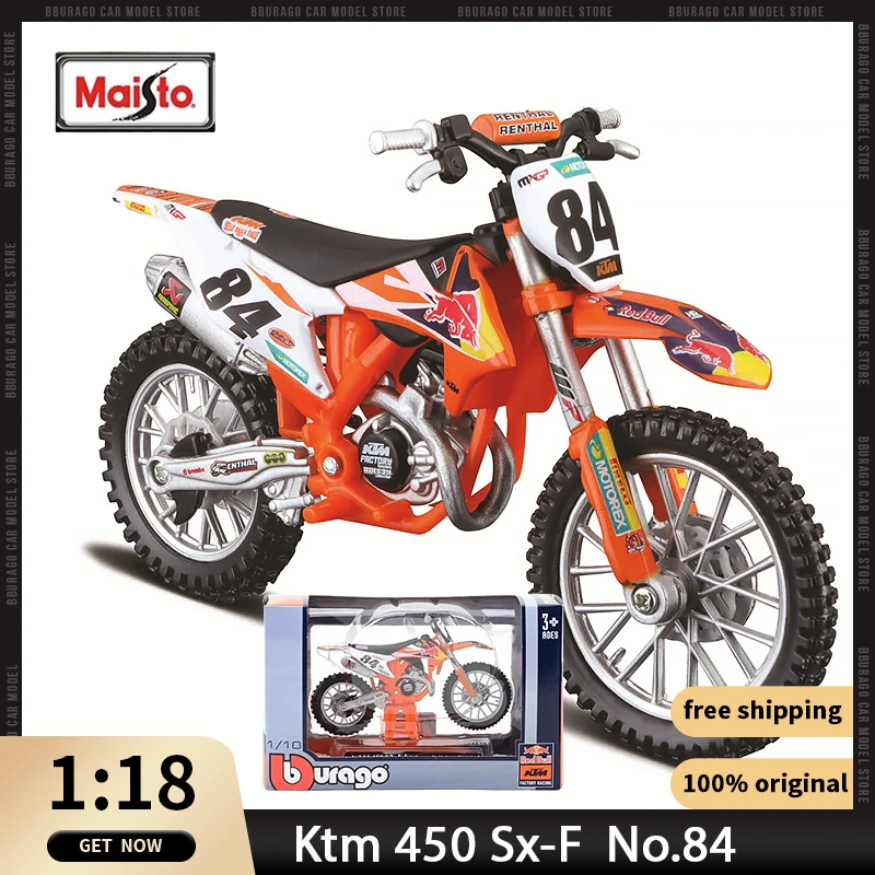 

1:18 Dirt Bike Red Bull KTM Racing Moto Ktm 450 Sx-F Factory Edition Alloy Luxury Vehicl Diecast Model Toys Collection Gift