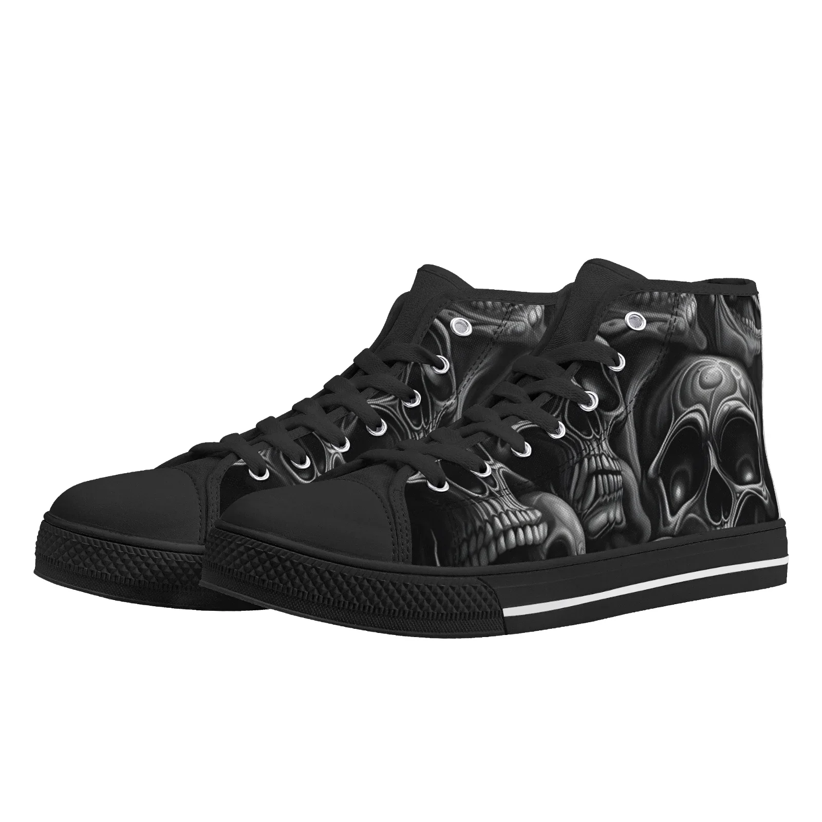 Men's Canvas Shoes Skeleton Gothic Skull Prints Classic High Top Vulcanized Shoes Teens Boys Flats Walking Shoes view 2