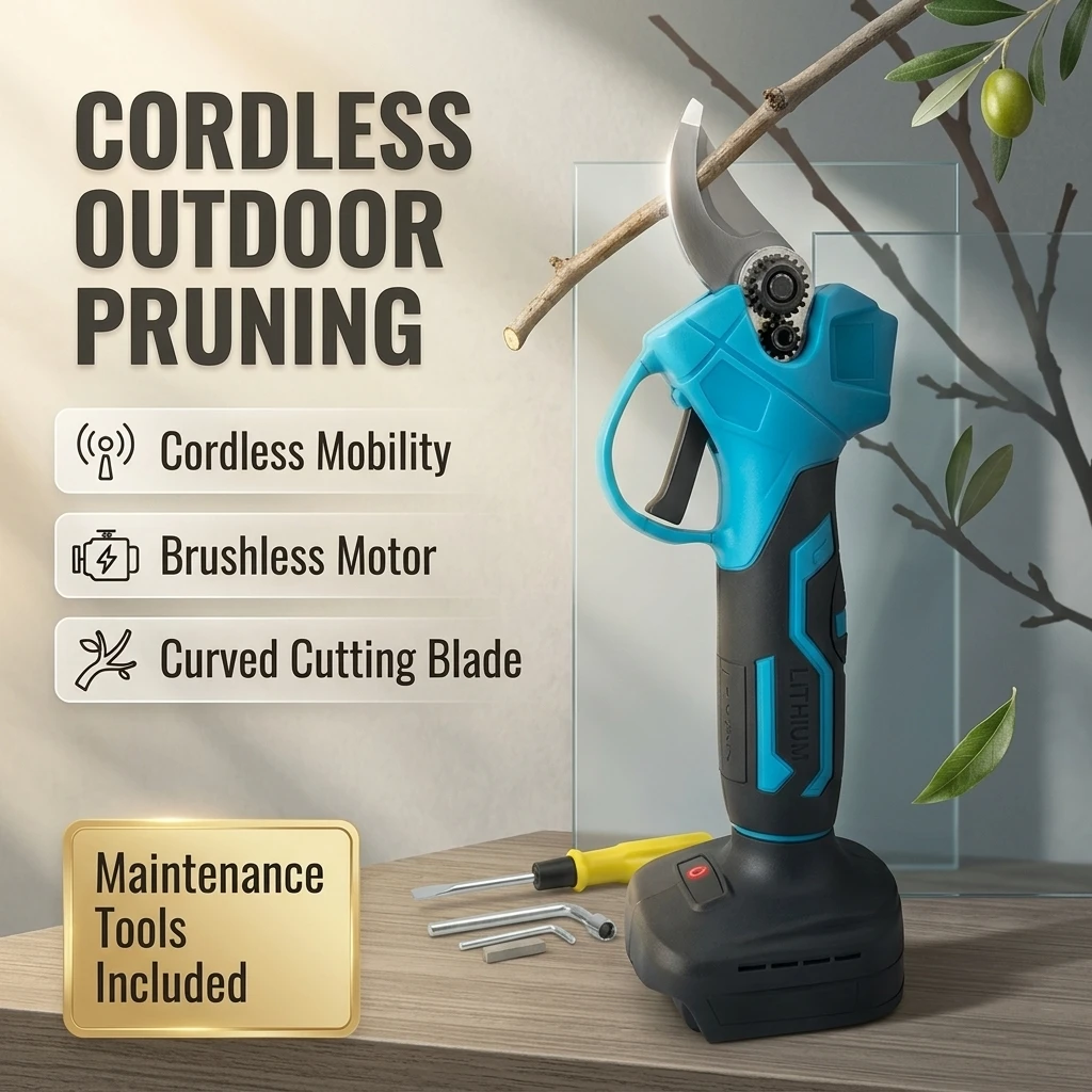 18V Cordless Electric Pruning Shears Brushless Secateurs Tree Branch Cutter for Garden Bonsai OrchardLandscapingOutdoorGardening
