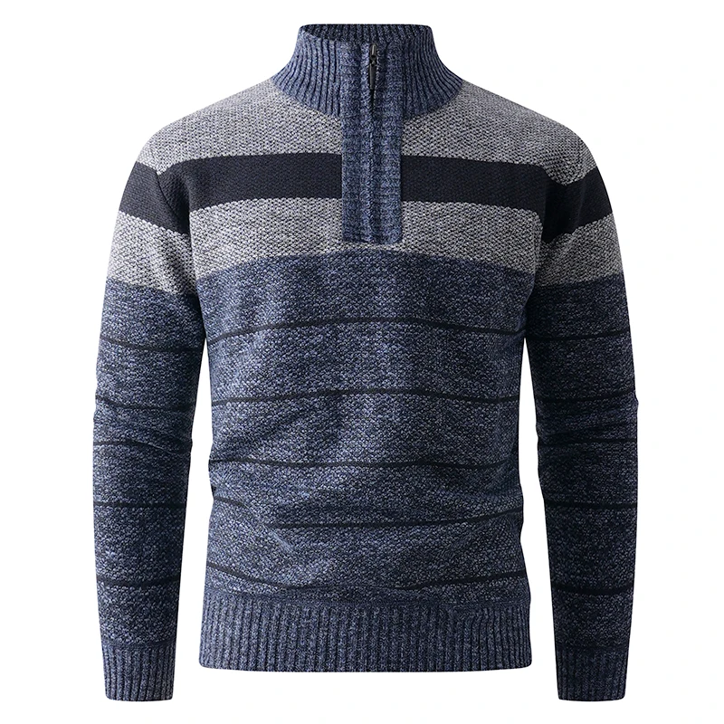 2026 New Autumn Zipper Pullover Sweaters for Men High Quality Warm Winter Stand Collar Cotton Knitted Sweater Men