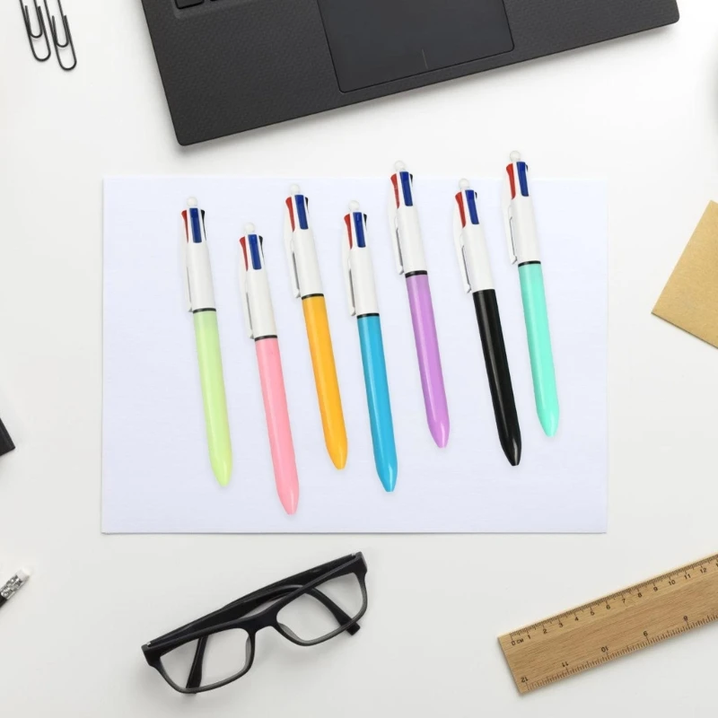 6 قطعة 4 ألوان قلم مكوك 4 في 1 قلم حبر جاف قابل للسحب 1.0 مللي متر قلم متعدد الألوان ، اللوازم المدرسية المكتبية للطلاب