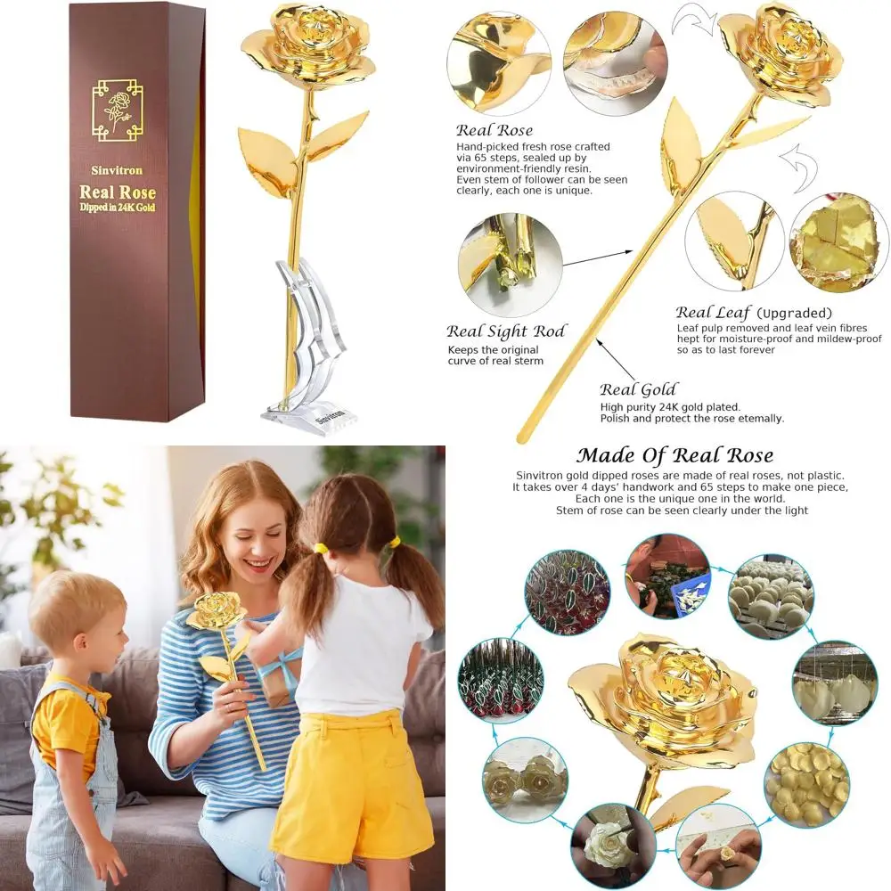 

24K Gold-Plated Unique Rose, Handcrafted Romantic Gift for Special Occasions