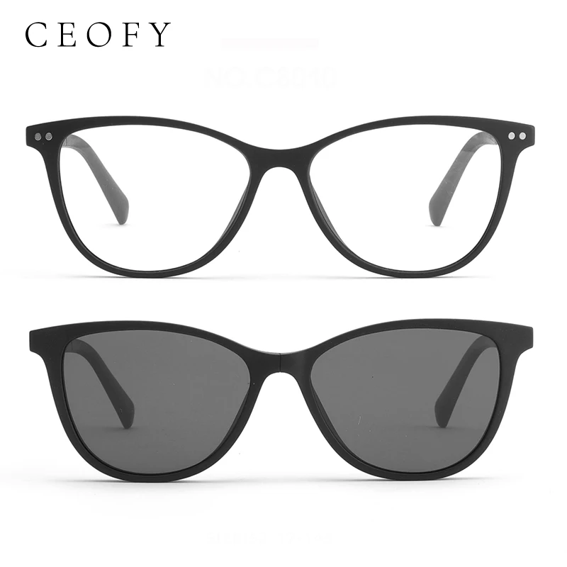 

Ceofy Women Glasses Frame TR90 Magnet Clip on Polarized Sunglasses Driving Optical Prescription For Women Fashion Eyeglasses