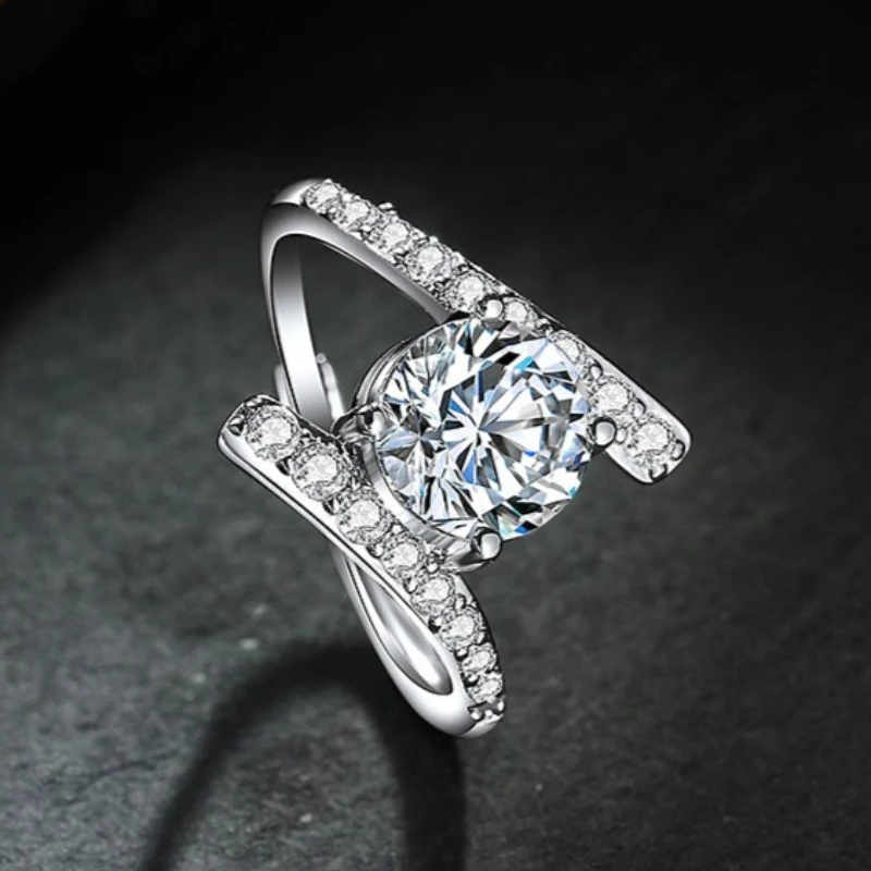 

Luxury Shining Crystal 925 Sterling Silver Diamond Ring Beautiful Ring Fashion Wedding Party Women Jewelry Gifts Wholesale