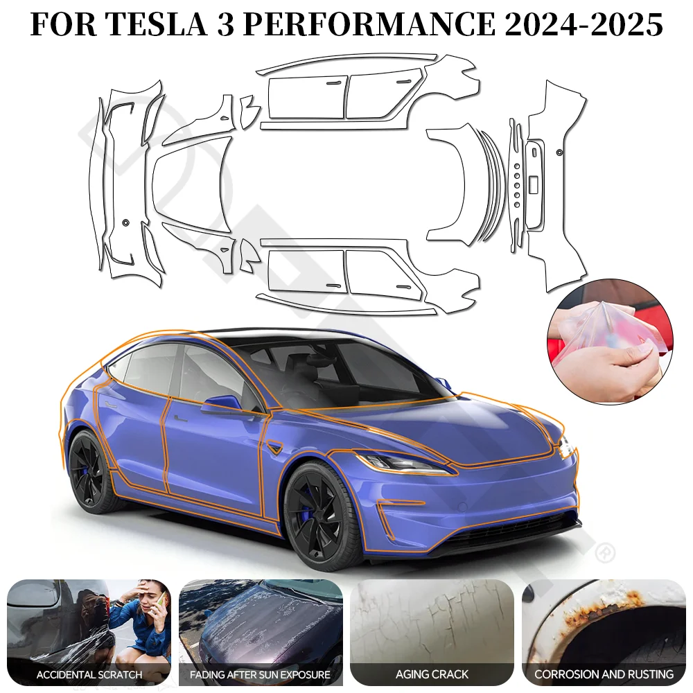 

For Tesla Model 3 Performance 2025 PPF Car Film 9Mil Pre-Cut Paint Protection Film TPU Invisible Anti-scratch Resistant Film
