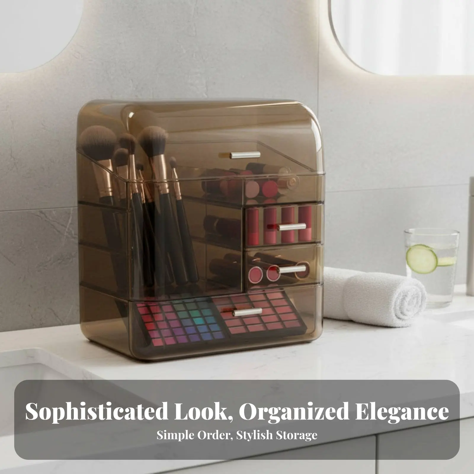 

Stackable Cosmetic Drawer Box Multi-Compartment Compartmentalized Storage Box Large Capacity Easy to Clean for Teens, Bedroom