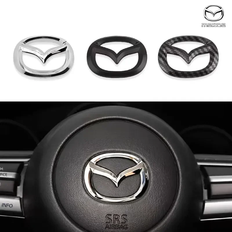 Pegatina 3D ABS con emblema central para volante de coche, decoración Interior para Mazda 3 CX3 CX4 CX5 CX7 CX8 CX9 CX30 RX7 Atenza Axela