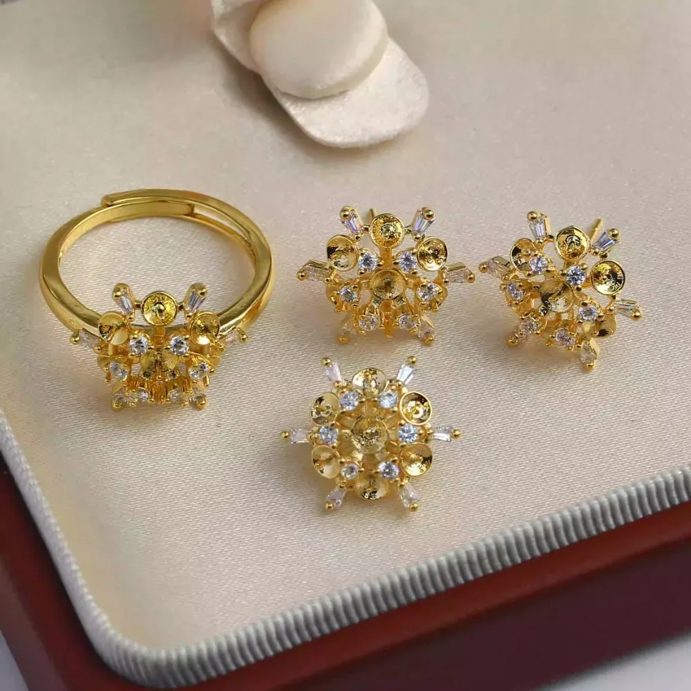 

Аксессуары из жемчуга «сделай сам», новый медный светильник в виде снежинки, роскошный светильник с инкрустацией цирконием, изысканный кулон, серьги, набор колец, пустой держатель