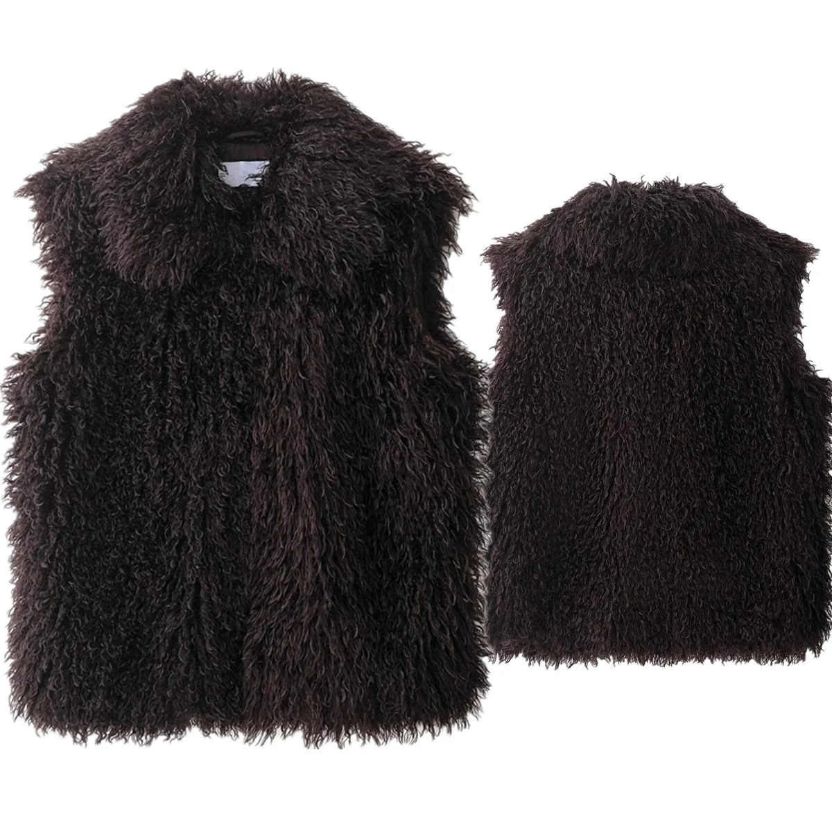 

Maxdutti French Fashion Ladies Vintage Coat Winter Minimalist Brown Faux Fur Vest Jacket Women's Jacket Woman Clothes Top