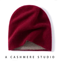 SZDYQH High Quality 100% Cashmere Hat Women Winter Double Layer Thicken Knitted Caps Skullies Female Outdoor Warm Hats Beanies - Image 3