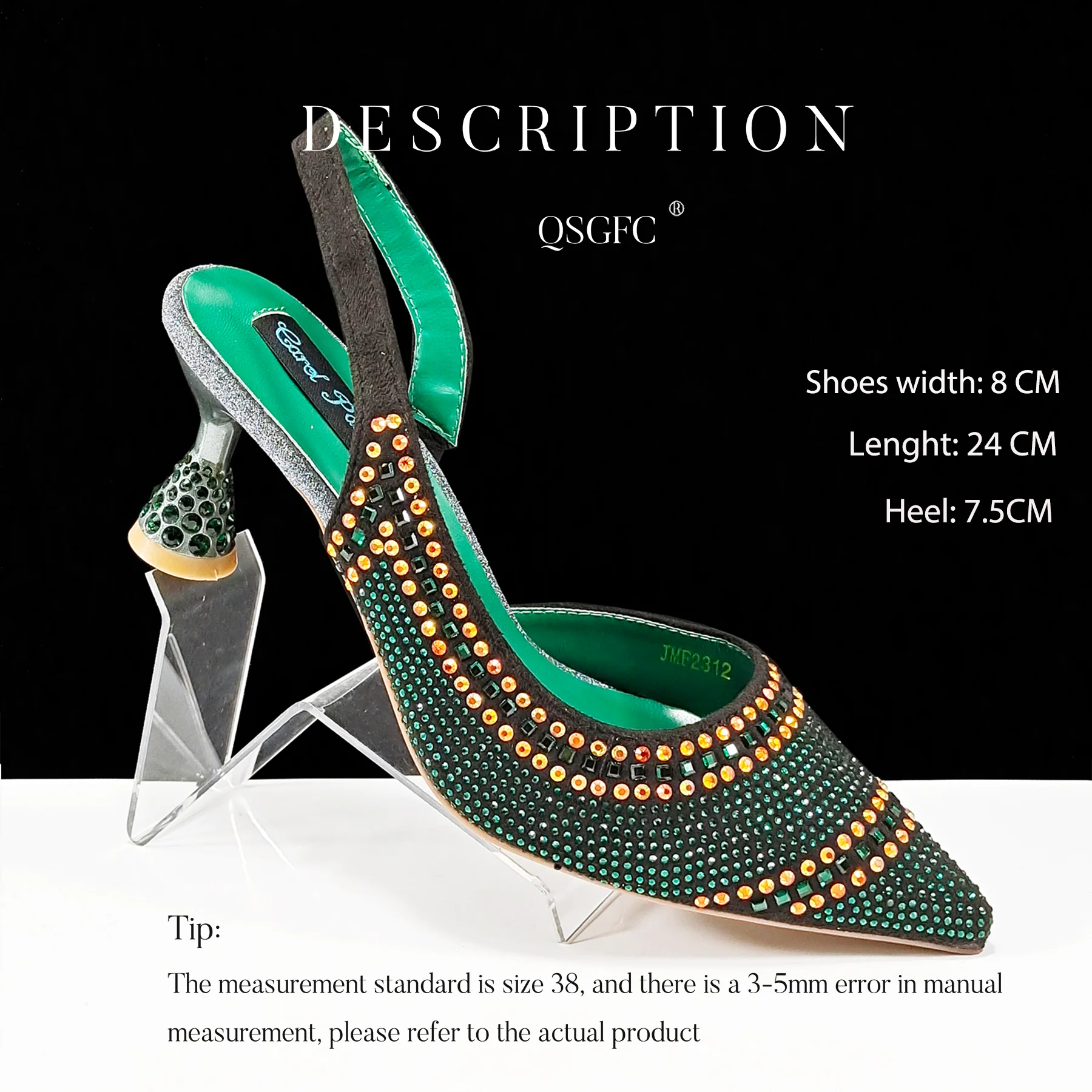 QSGFC-zapatos de tacón y bolso italianos para mujer, conjunto cómodo con diamantes de imitación para fiesta, Color verde real, novedad de 2024