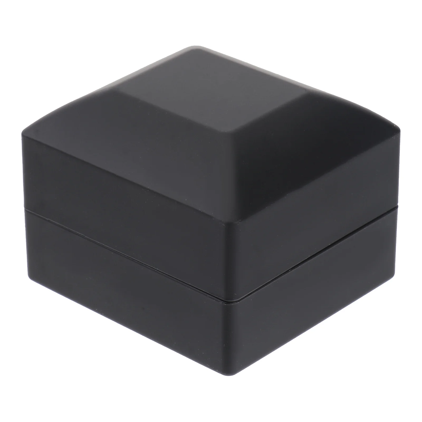 Jewelry Wedding Ring Box Case Black Durable PU Metal LED Lighting Romantic Proposal Ring Gift Storage Box Case