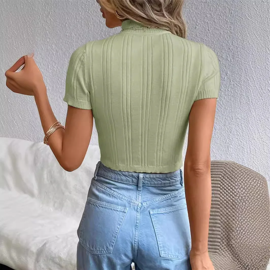 Primavera Estate 2024 High Ne Slim Fit maglione lavorato a maglia con motivo floreale twist Produttore cinese Regular Sve Pure Color