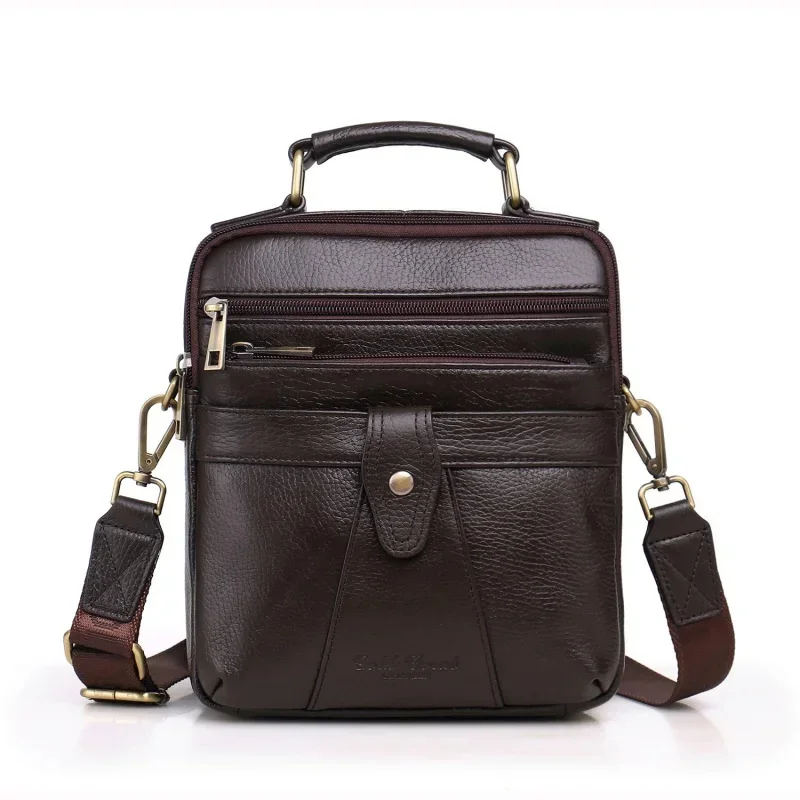 Vintage Cowhide Men's Shoulder Bag Genuine Leather Messenger Large Capacity Crossbody Casual Man Handbag