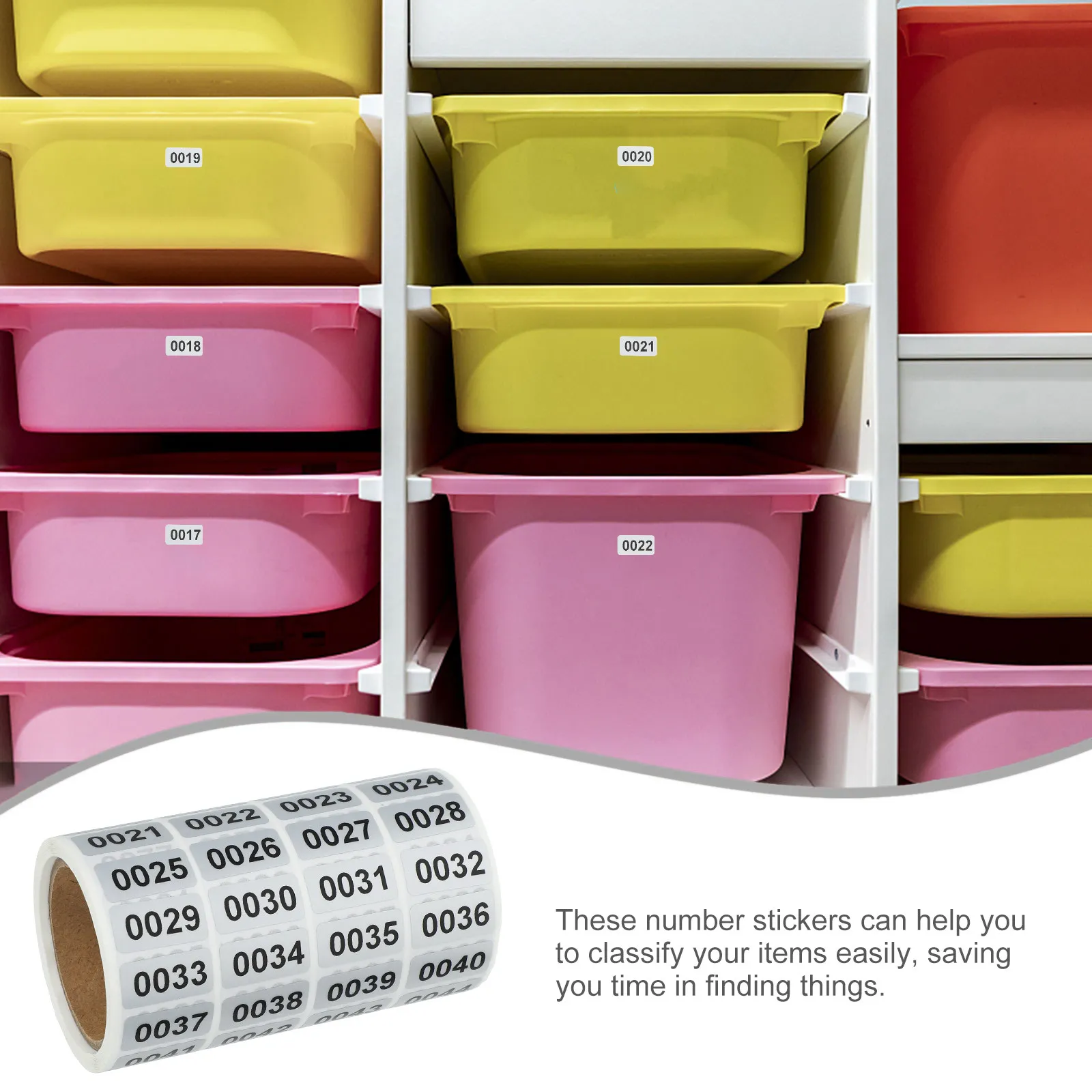 Numbered Stickers Sheet Removable Easy-Peel Rectangular PVC Labels for Classifying Items Home Office School Storage Organization view 6