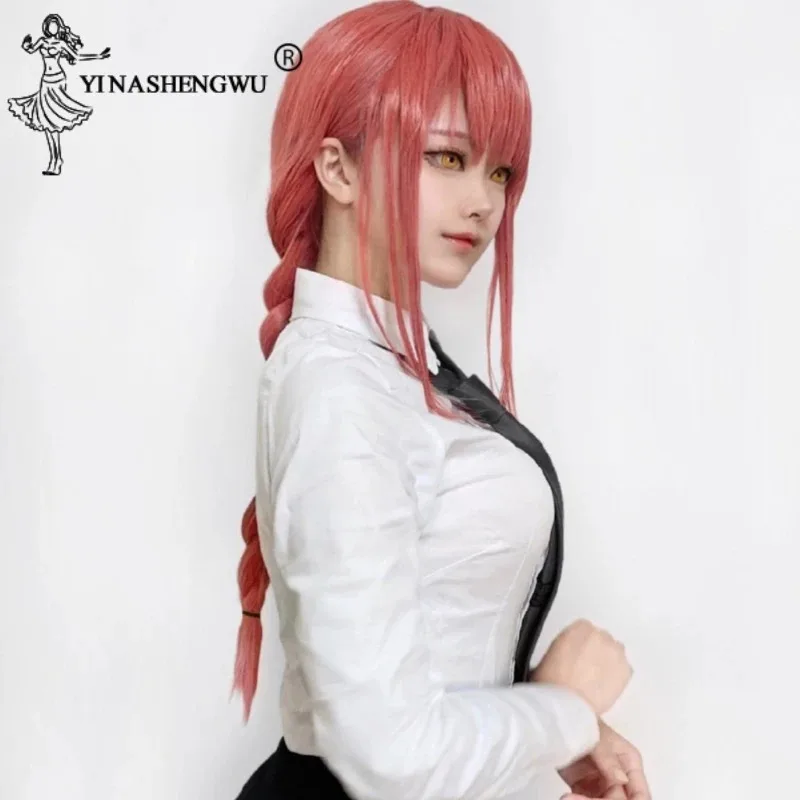 Aa26Chainsaw-Disfraz de Cosplay para hombre, gabardina negra, camisa, corbata, pantalón, trajes para hombre y mujer, uniforme de Halloween, peluca, Anime Comic Makima Cos