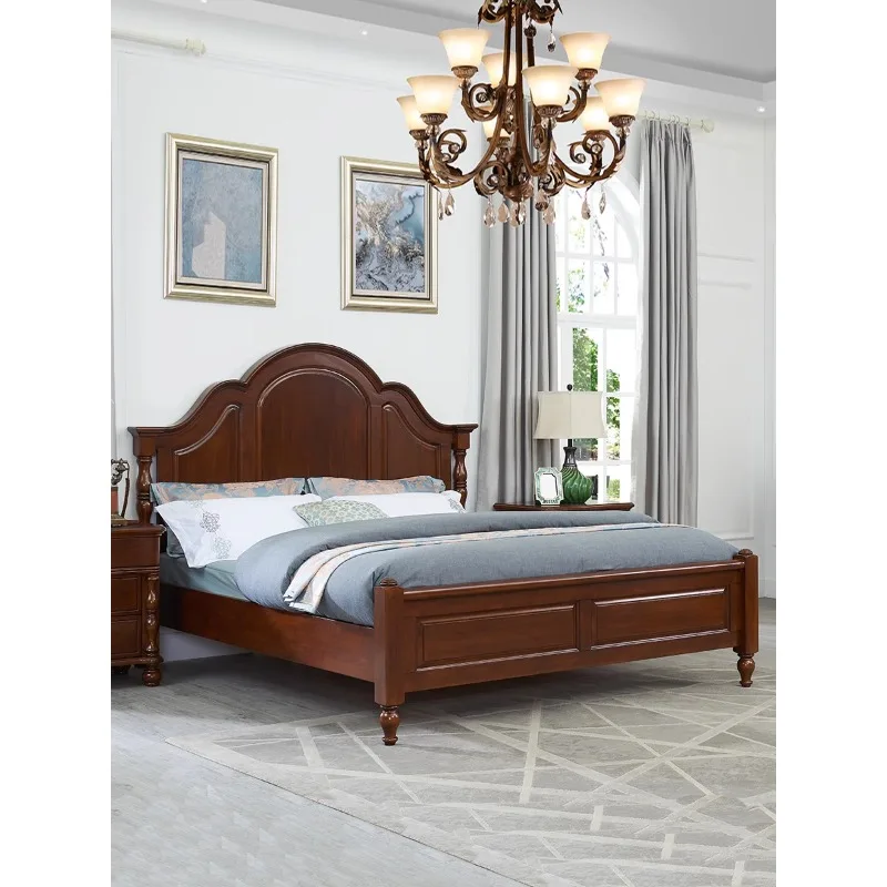 American solid wood bed high-end mahogany 1.8 meters double bed small household-shaped special furniture simple log storage