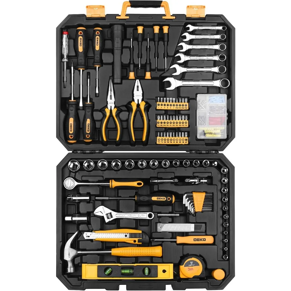 208-Piece Professional Tool Kit with Storage Case - Complete Household & Auto Repair Tool Set