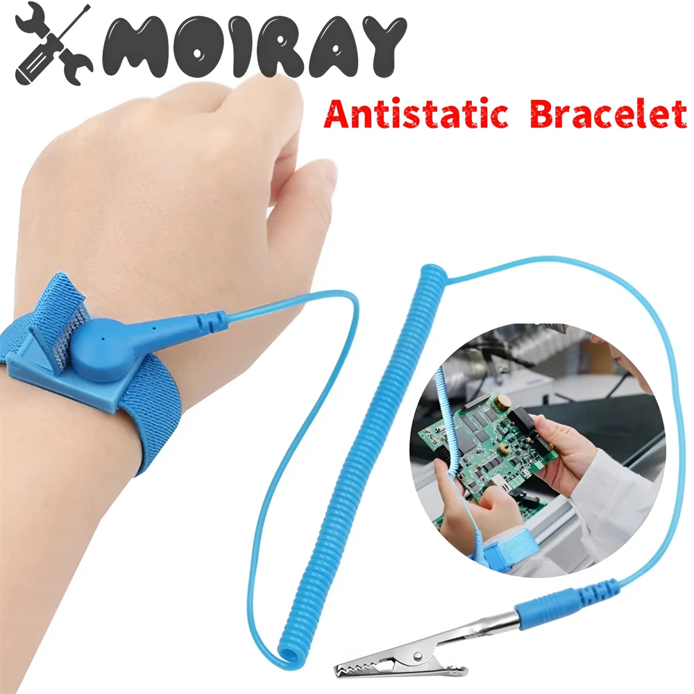 Anti Static Bracelet Electrostatic Cordless Wireless Adjustable ESD Discharge Cable Wrist Band Strap Hand With Spare Wristband