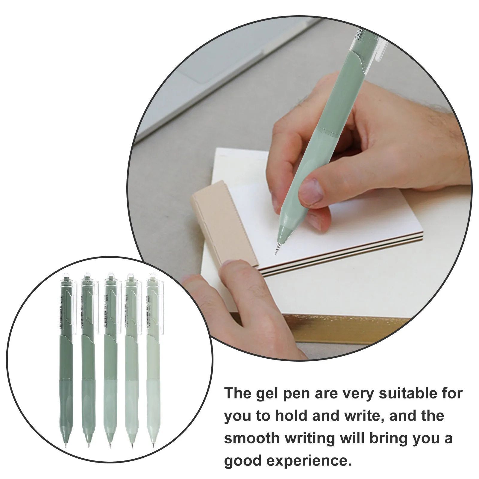 

5Pcs Student Gel Pen Press Type Simple Design Smooth Writing Tools for School Office Home Use Portable Writing Gel Pens
