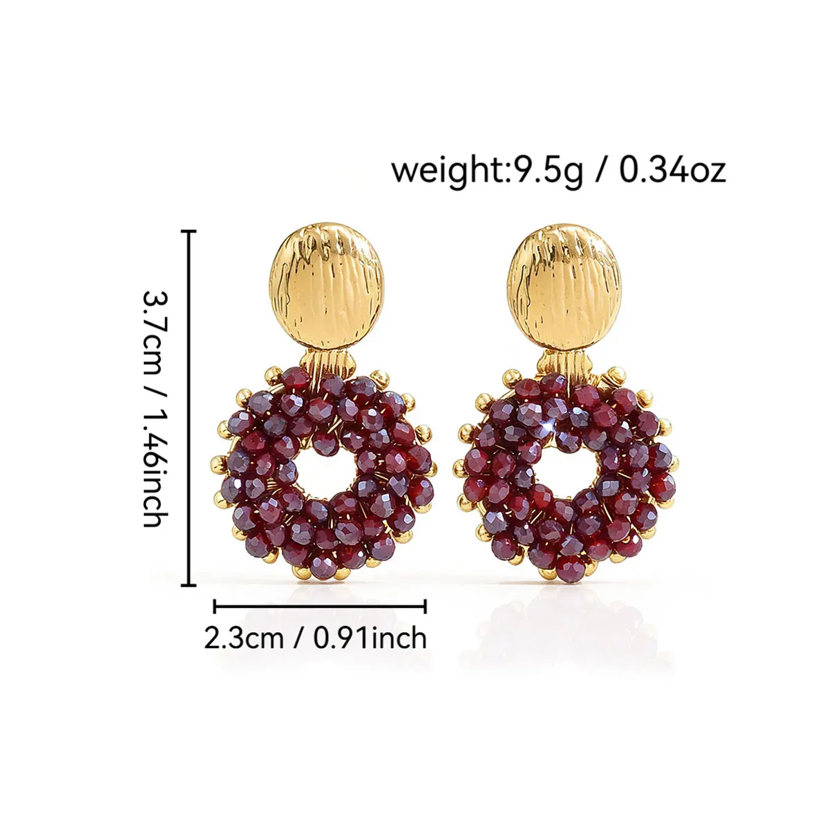 Bohemian-style vacation-inspired handmade beaded round button pendant earrings—the perfect gift for your loved ones, mom, or fri
