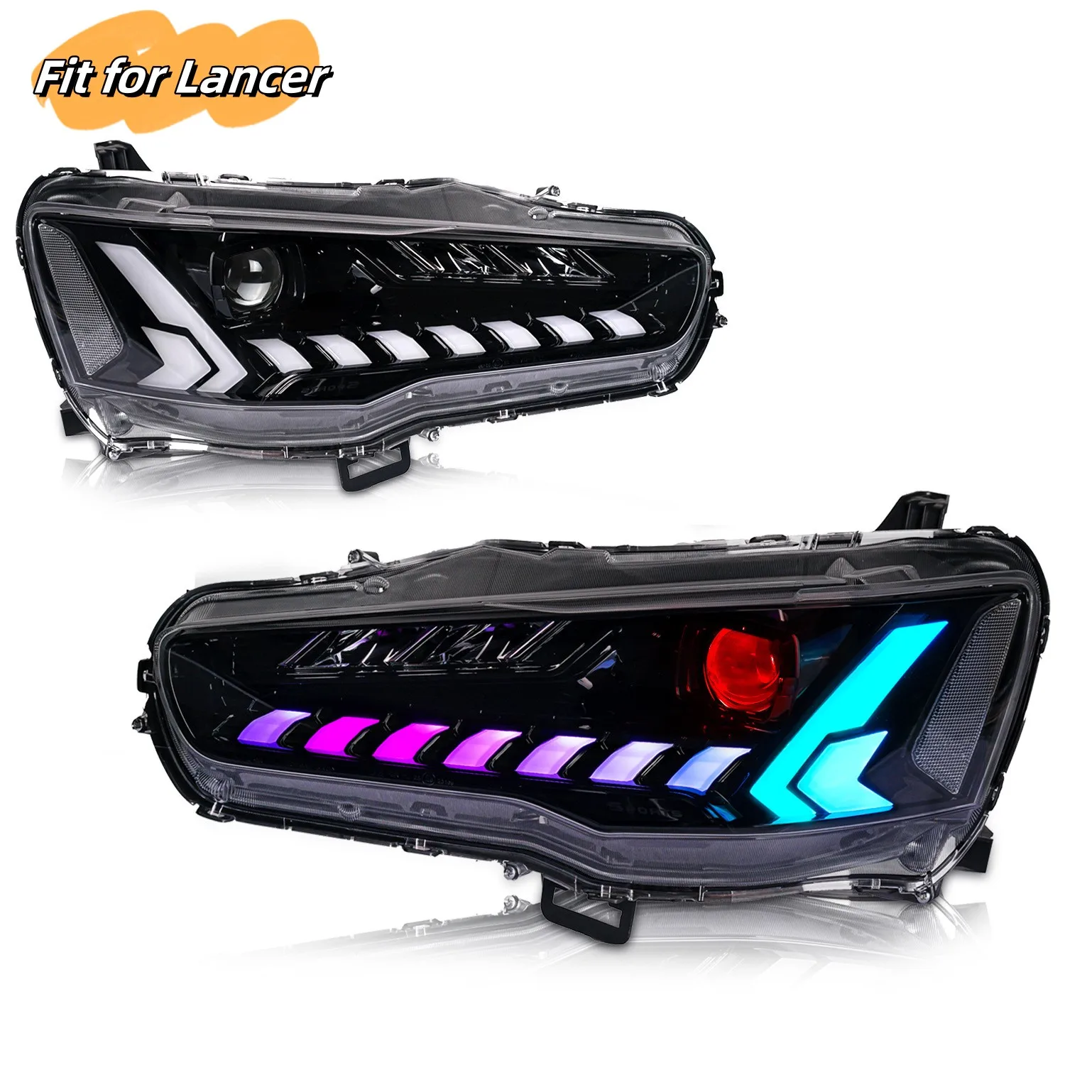 fit For Mitsubishi Lancer 2008-2023 EVO X LED Car Headlight Front Lamp RGB assembly for Car lights