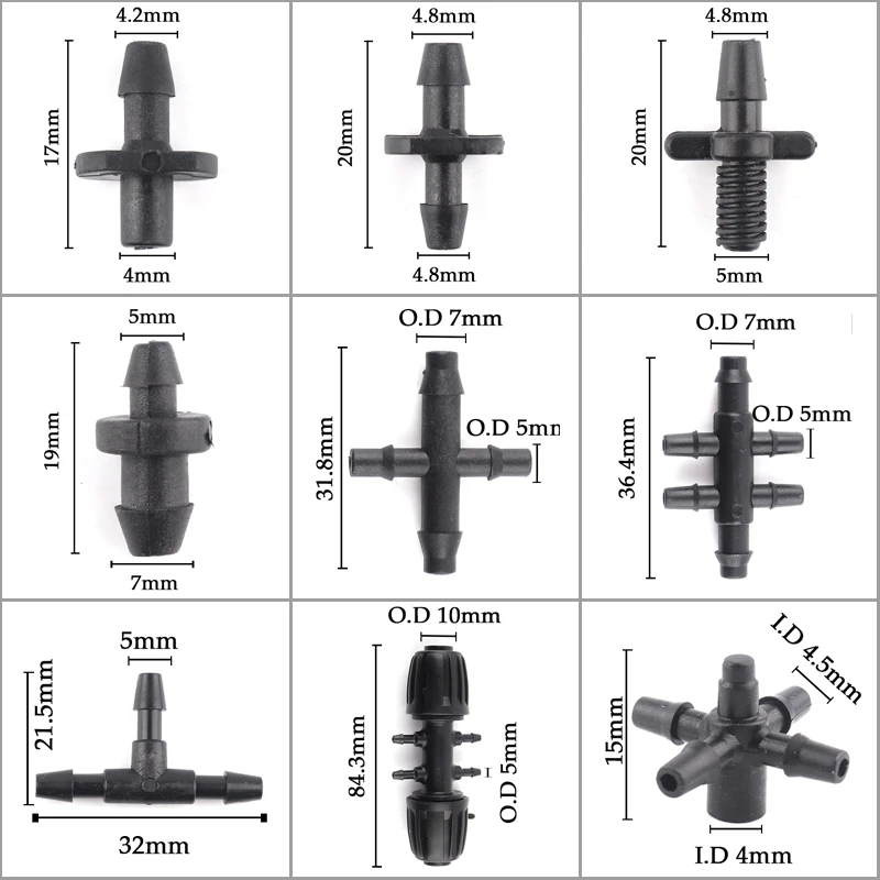 20 ~ 100 szt. 3/5 mm złącze kolczaste węża System nawadniania ogrodu wspólne strzałki kroplowe System Adapter gwint i złącze prosty kolb