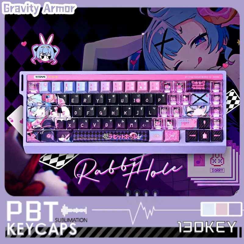 

Miku Rabbit Hole Game Theme Keycaps Customization Mechanical Keyboard Anime Pink Cute Cartoon Collection Holiday Gift Keycaps