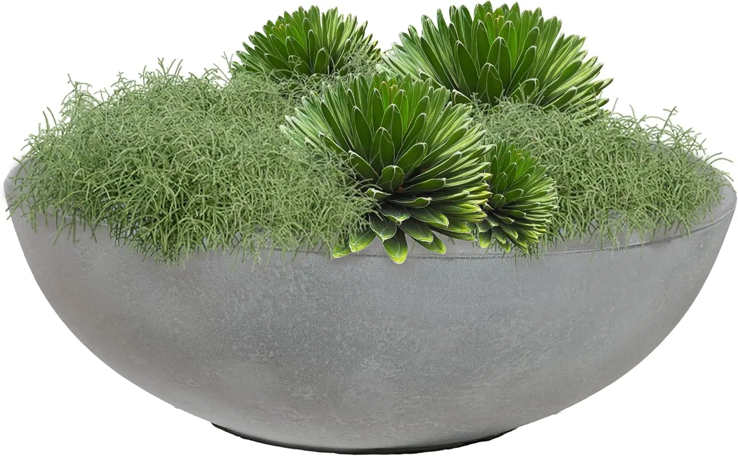 

Percival 20.75" Shallow Outdoor Planter Bowl for Flowers and Succulents - Polyresin Double-Walled Design - Gray