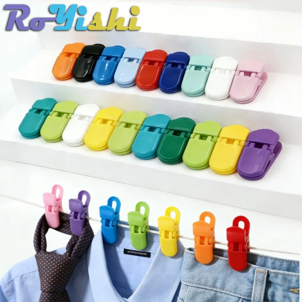 10-100 قطعة من مشابك RoYishi البلاستيكية الملونة متعددة الأغراض، مشابك ثابتة سميكة لاستخدام المطبخ والمكتب والخياطة