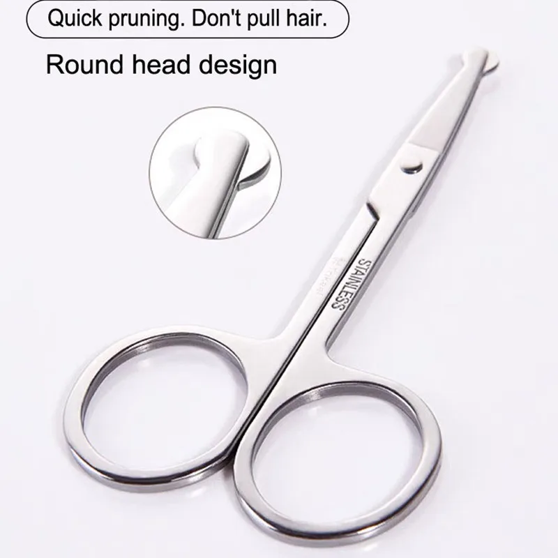 Eyebrow Scissors Eyelashes Nose Hair Trimmer Safe Stainless Steel Round Men\'s Nose Hair Beard Facial Hair Nose Hair Trimmer